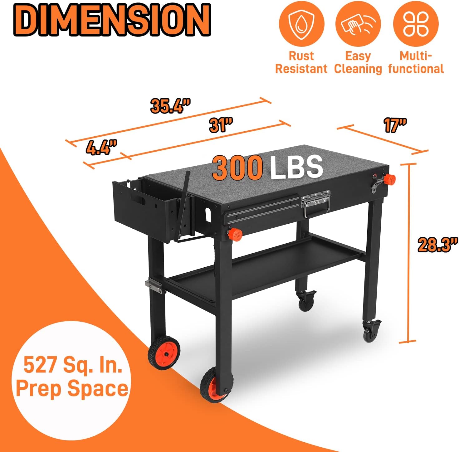 Mesa de parrilla para parrilla Blackstone, mesa de parrilla portátil con cadillo, se adapta a otras parrillas de mesa de 17 o 22 pulgadas, soporte