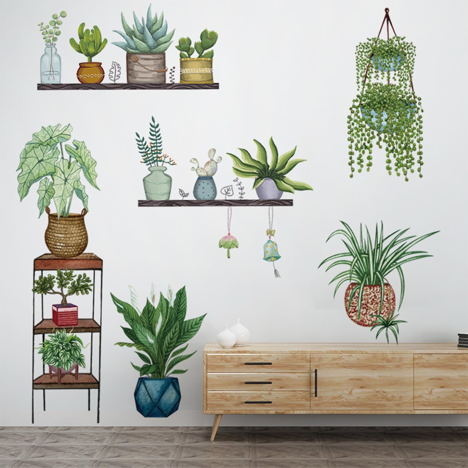 Calcomanías de pared y murales, calcomanías de pared para plantas, calcomanías de pared para dormitorio, sala de estar, baño, cocina, decoración de
