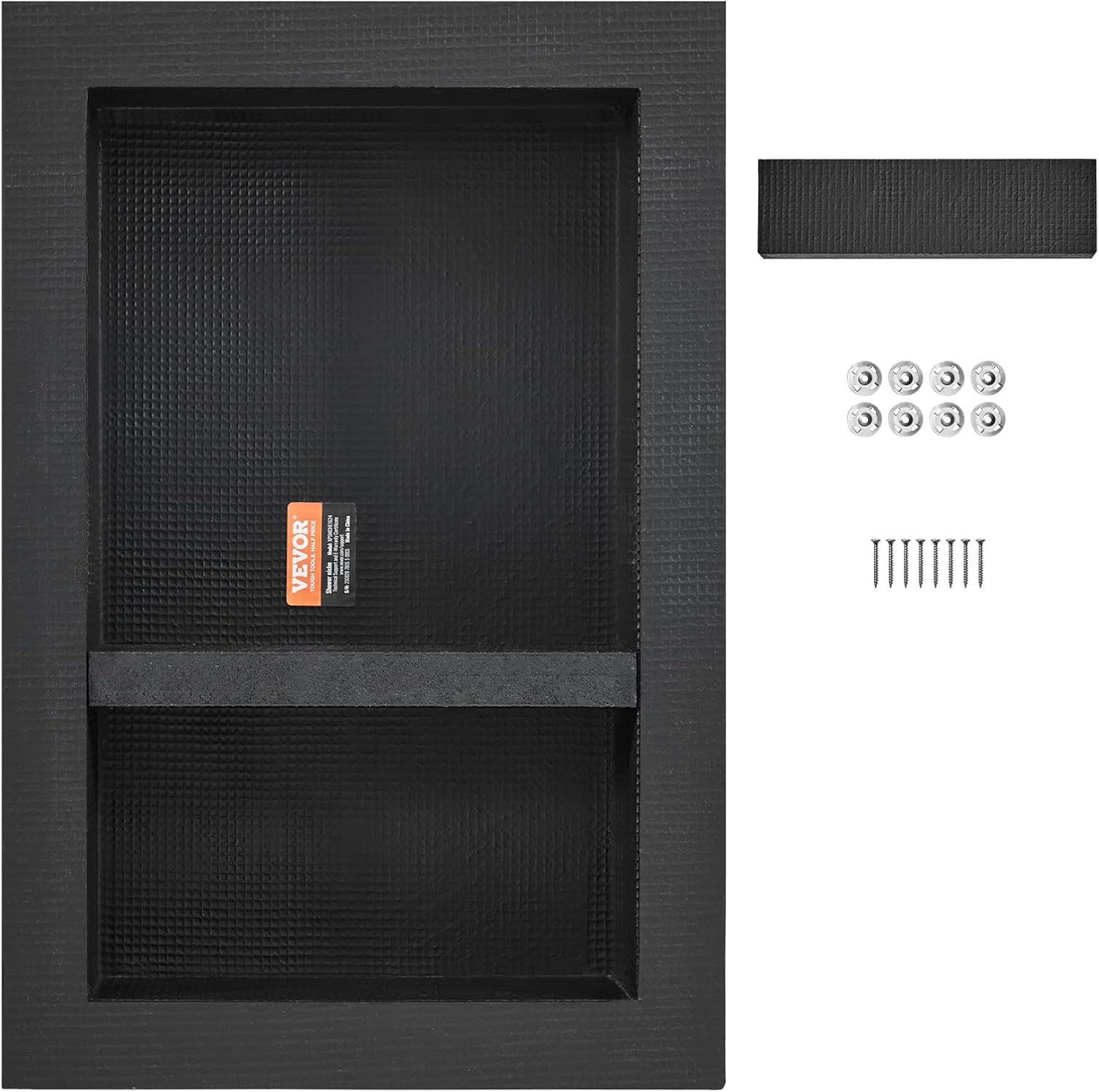 VEVOR Nicho de ducha listo para azulejos de 16 x 24 pulgadas, organizador de doble estante, esquinas cuadradas insertadas en la pared, nicho