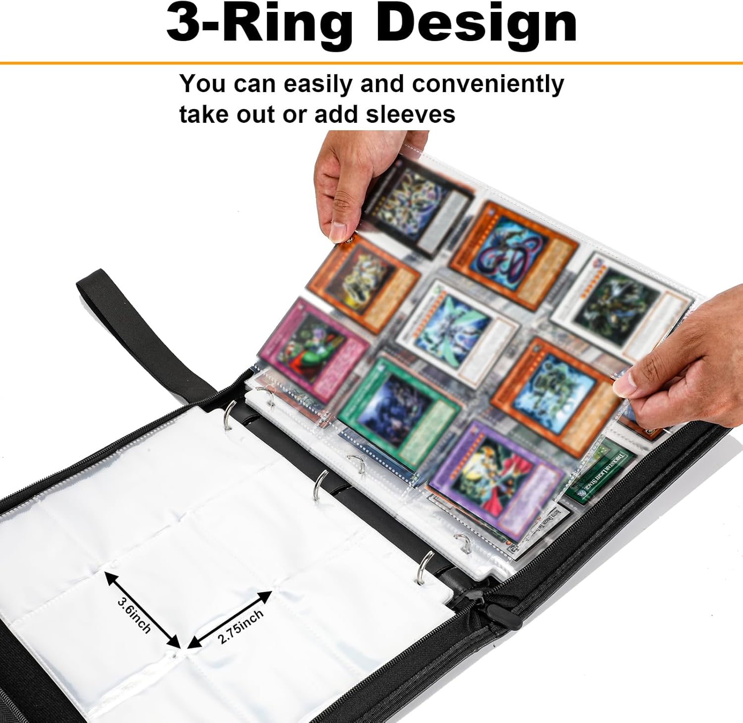 Carpeta de tarjetas de gran capacidad 990 para tarjetas Yugioh, 9 bolsillos con 55 fundas compatible con tarjetas Yu-Gi-Oh.