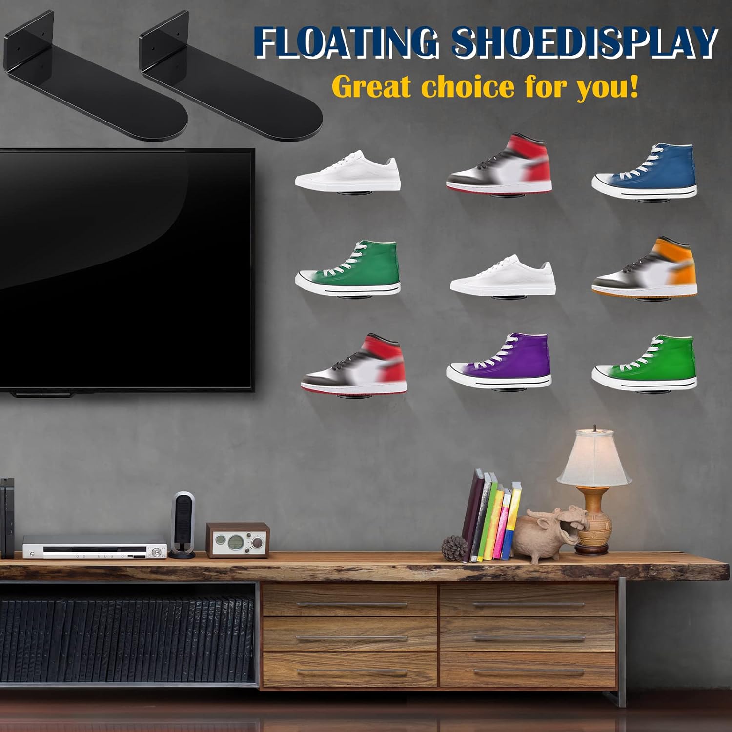 10 piezas de exhibición flotante para zapatos, estantes para montaje en pared, soporte de exhibición de zapatos de levitación de acrílico, colgador