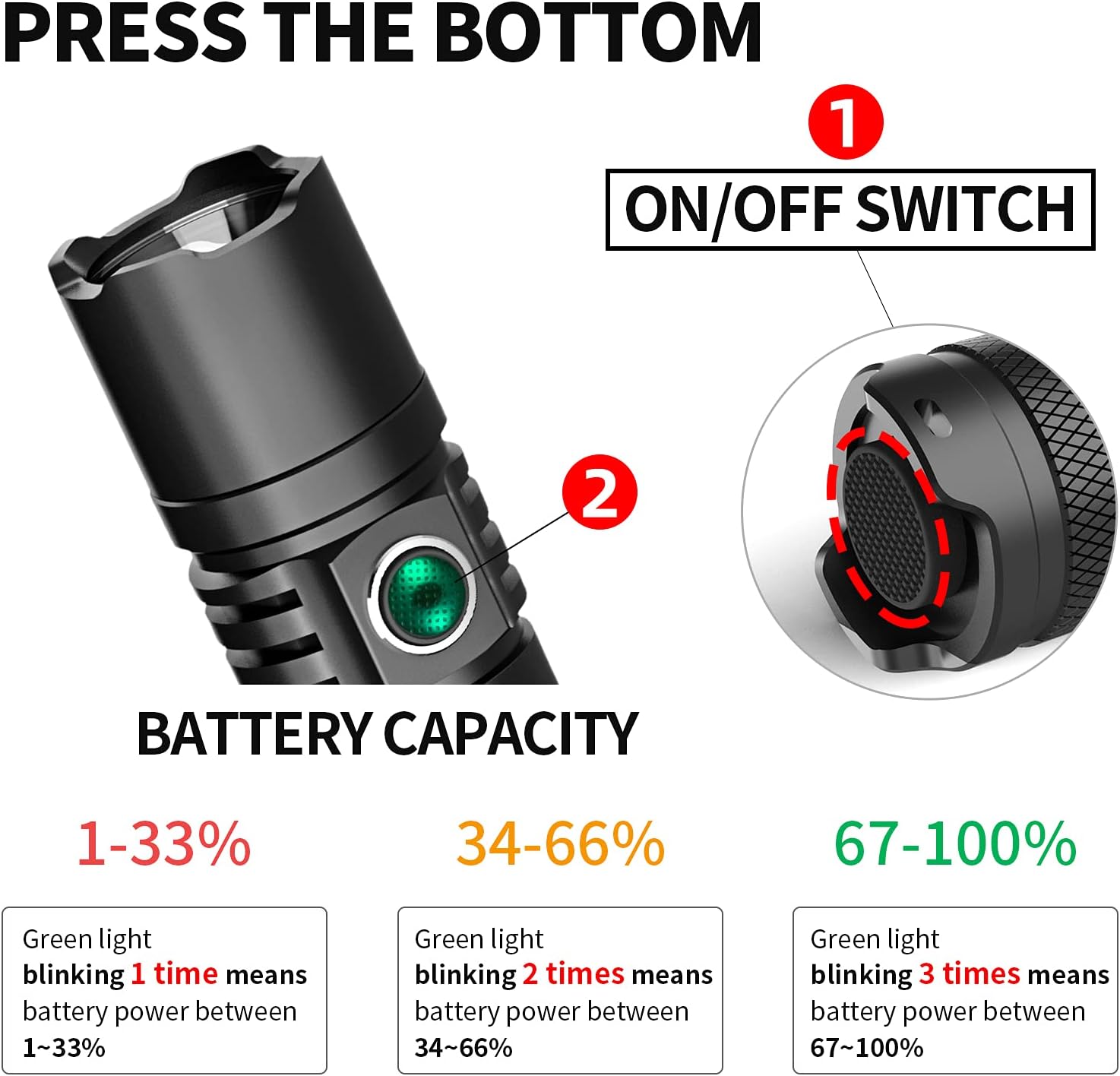 COSMOING Linterna LED de alta potencia USB C recargable, 1600 lúmenes linterna táctica IP65 impermeable linterna de mano para emergencia, policía