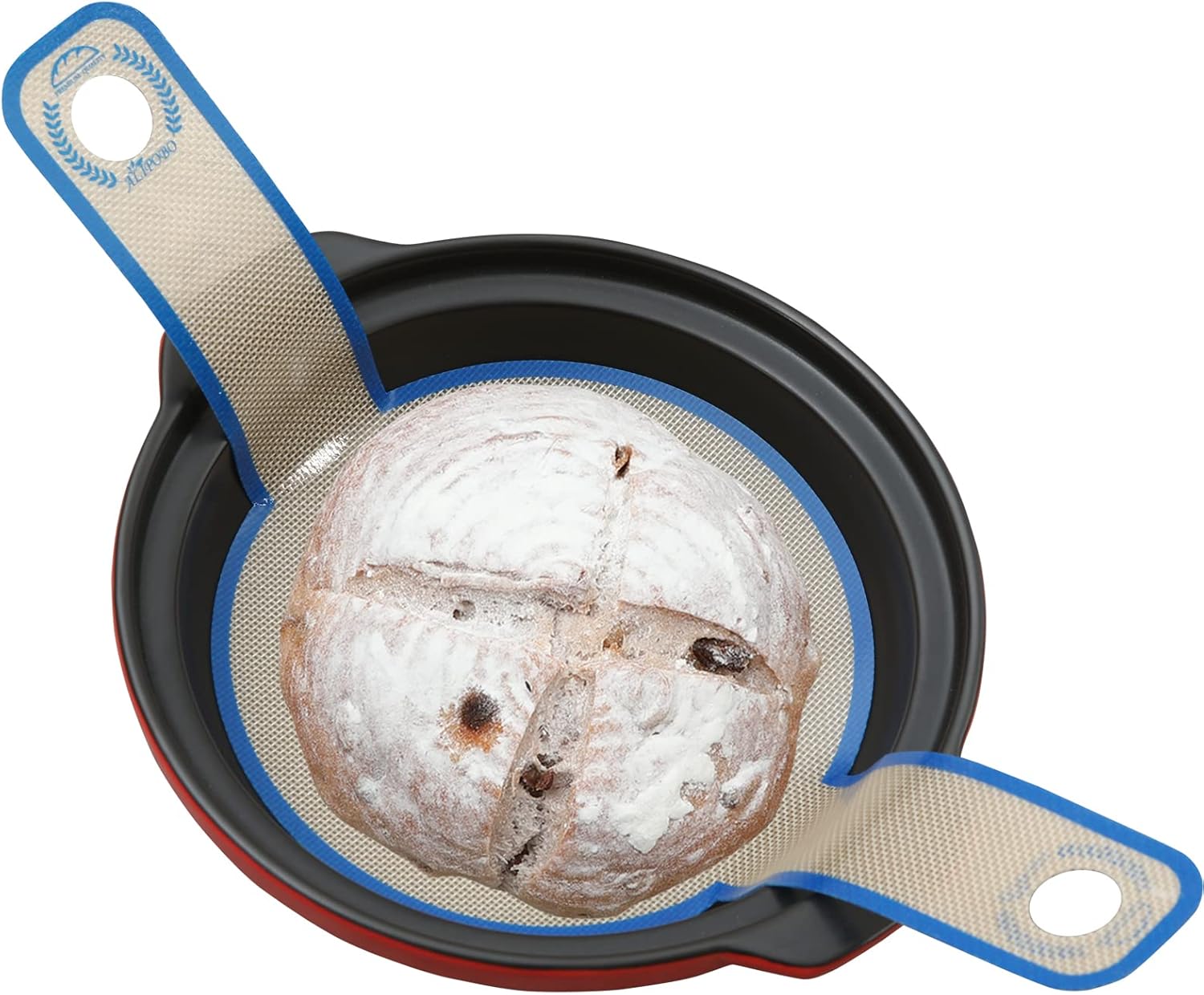 Tapete de silicona para hornear pan de horno holandés, tapetes antiadherentes para hornear con asas largas, fácil de transferir pan al horno, pizza