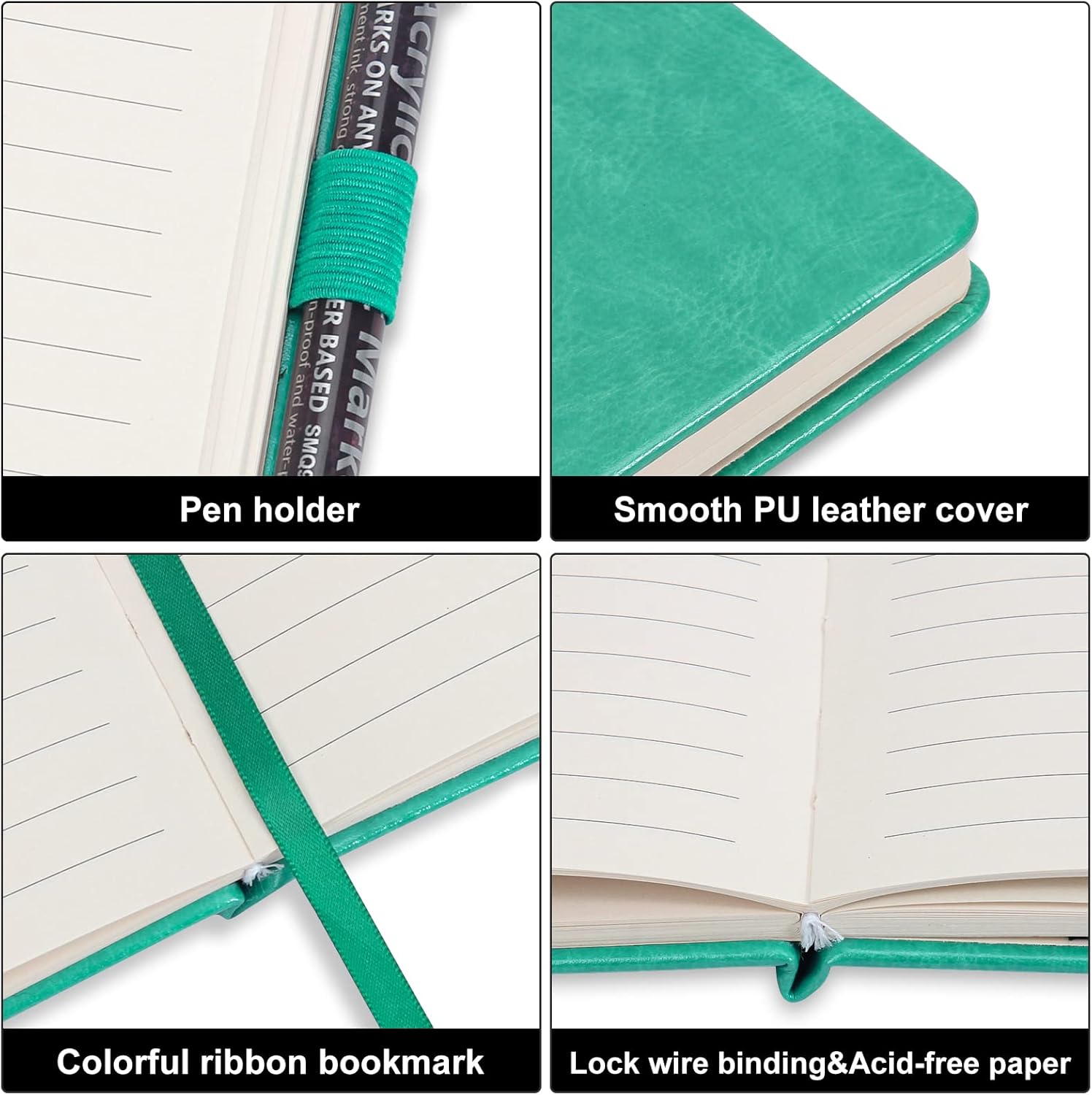 WERTIOO Paquete de 3 cuadernos de tapa dura, diario forrado de cuero, cuaderno de escritura de 80 páginas, cuaderno de papel grueso de 3.53 ozm para