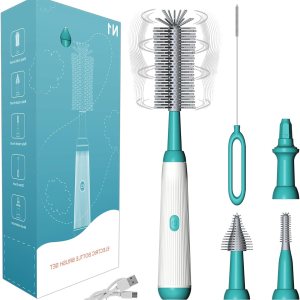 Juego de cepillos eléctricos para botellas con cepillo para biberón de 4 piezas, cepillo para biberón, cepillo para pezones, cepillo para popote y Juego de cepillos eléctricos para botellas con cepillo para biberón de 4 piezas, cepillo para biberón, cepillo para pezones, cepillo para popote y