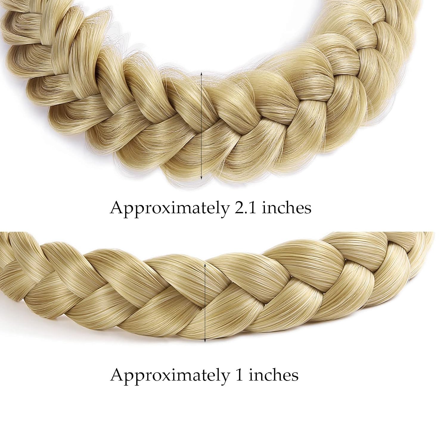 Diadema trenzada, 2 y 3 hebras combinadas, desordenadas, anchas, gruesas, esponjosas, elástica, diadema trenzada, accesorio de belleza para mujeres
