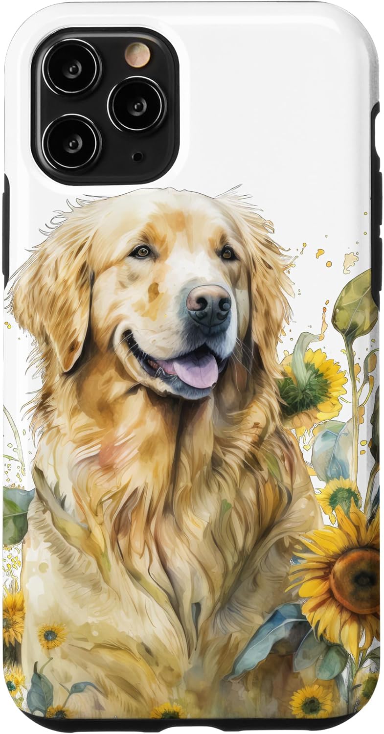 Funda para iPhone 11 Pro Sunflower Golden Retriever