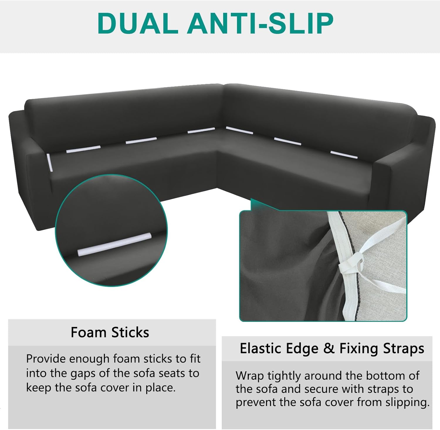 Arfntevss Fundas para sofá modular esquinero en forma de L, funda elástica mágica, resistente al agua, fundas de sofá en forma de U, protector