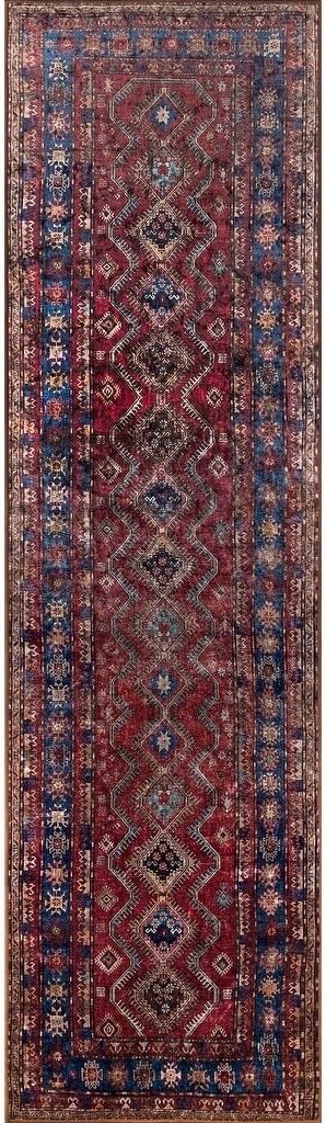 Momeni Karachi – Alfombra de área, 2 pies 3 pulgadas x 8 pies, color borgoña