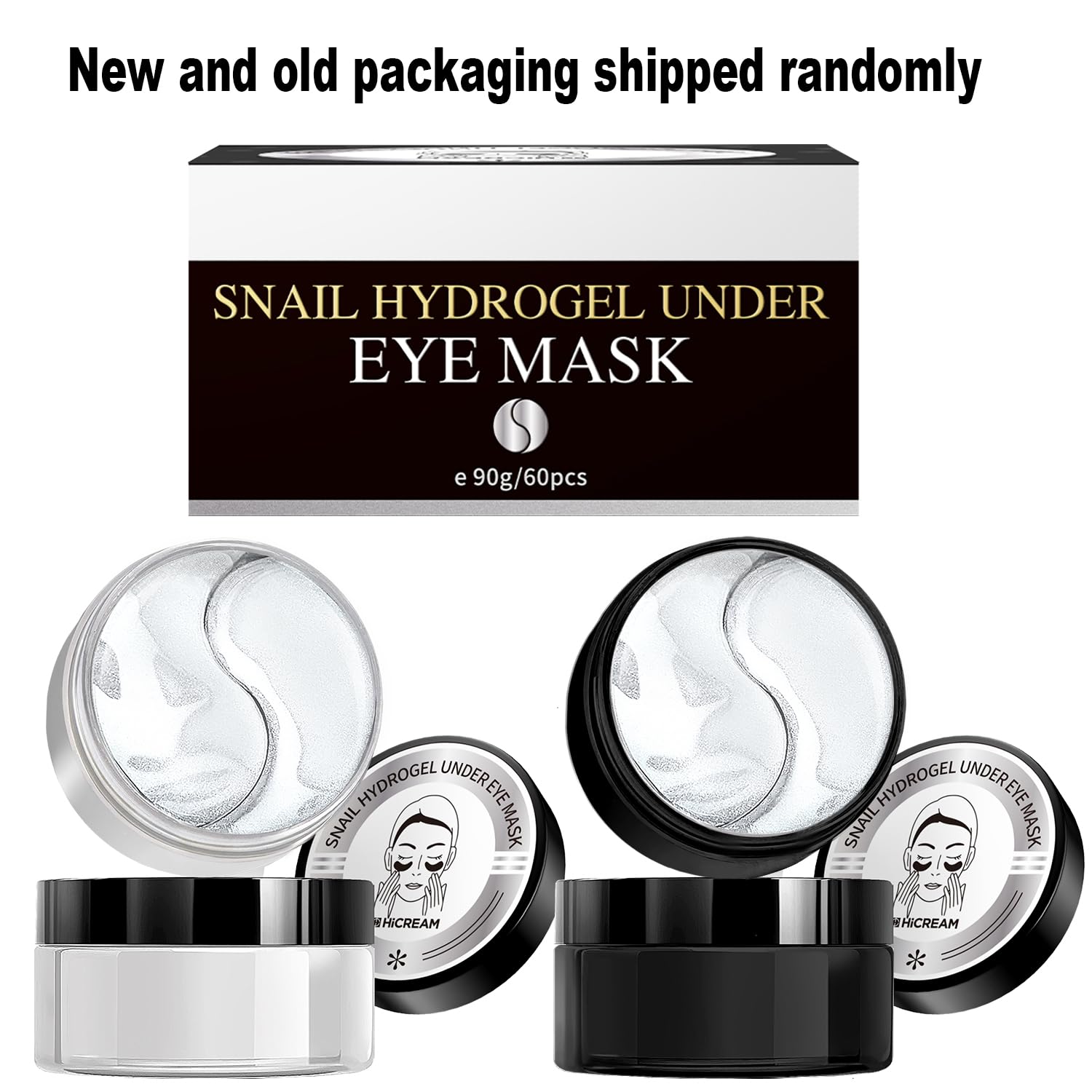 Hicream Advanced Snail Hydrogel Eye Patch 60 parches, máscara de suero de gel, tratamiento debajo de los ojos, forro fino, ojos hinchados,