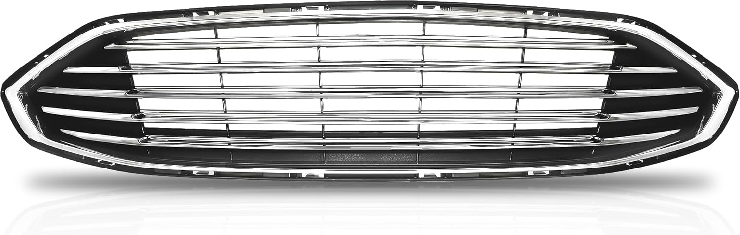 Rejilla compatible con Ford Fusion 2017 2018 Horizontal Chrome Silver Grill