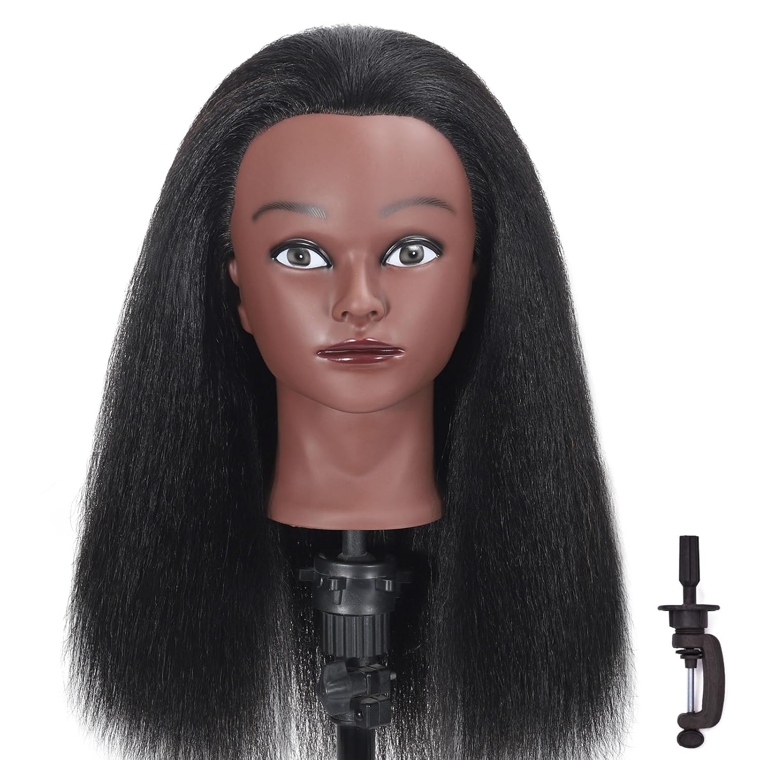 Maniquí de cabello 100% real, cabeza de entrenamiento, maniquí de cosmetología, cabeza de muñeca para peluquería, práctica de peluquería, trenzado,