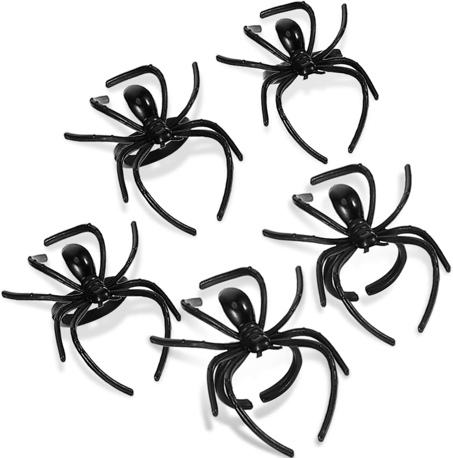 120 anillos de araña, anillos de Halloween para niños, decoración de cupcakes de araña de plástico a granel para niños, accesorios de disfraz de