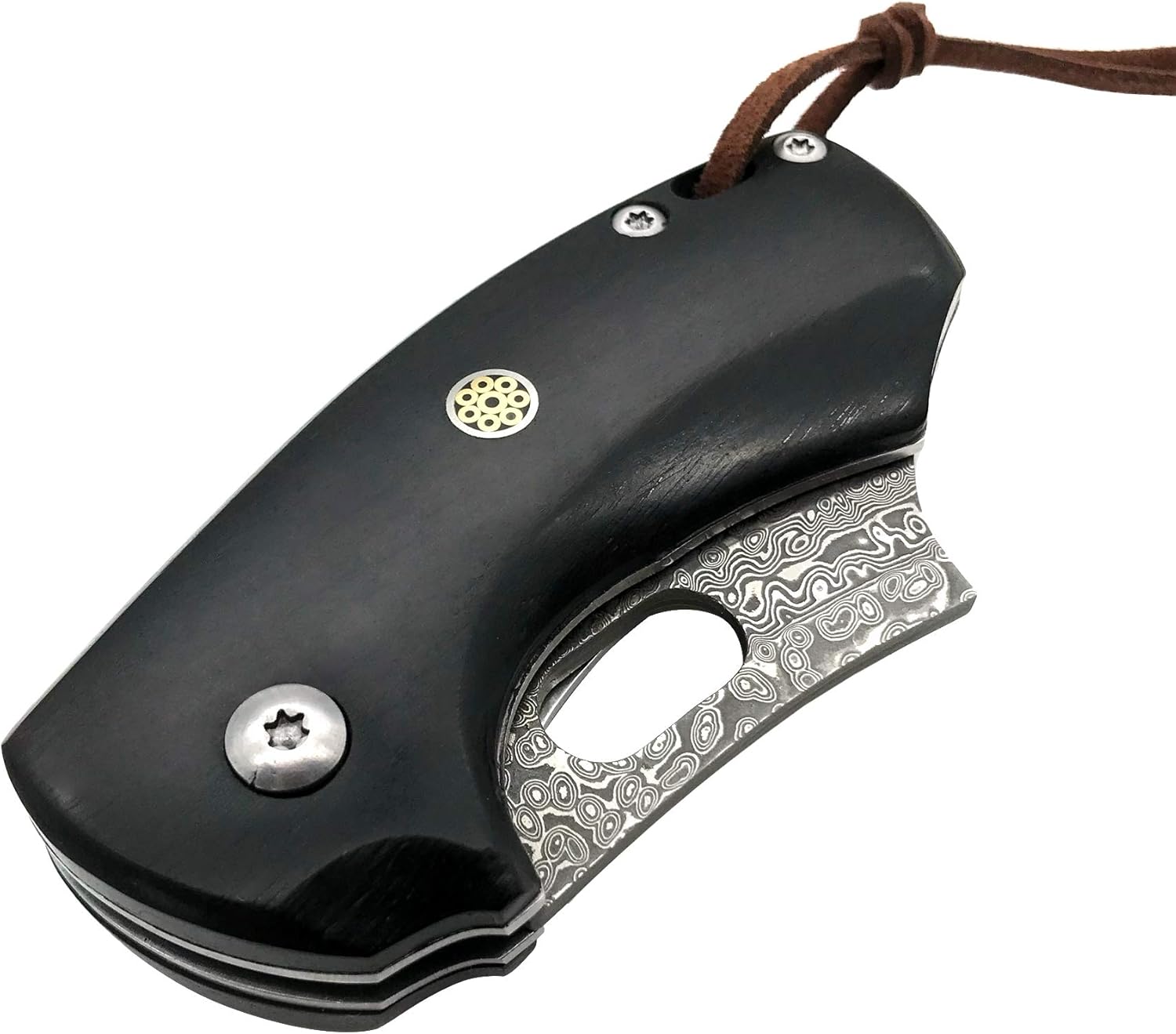 ALBATROSS EDC Navaja de bolsillo plegable de Damasco, hoja de acero de Damasco, mango de maderaresina, regaloscolecciones