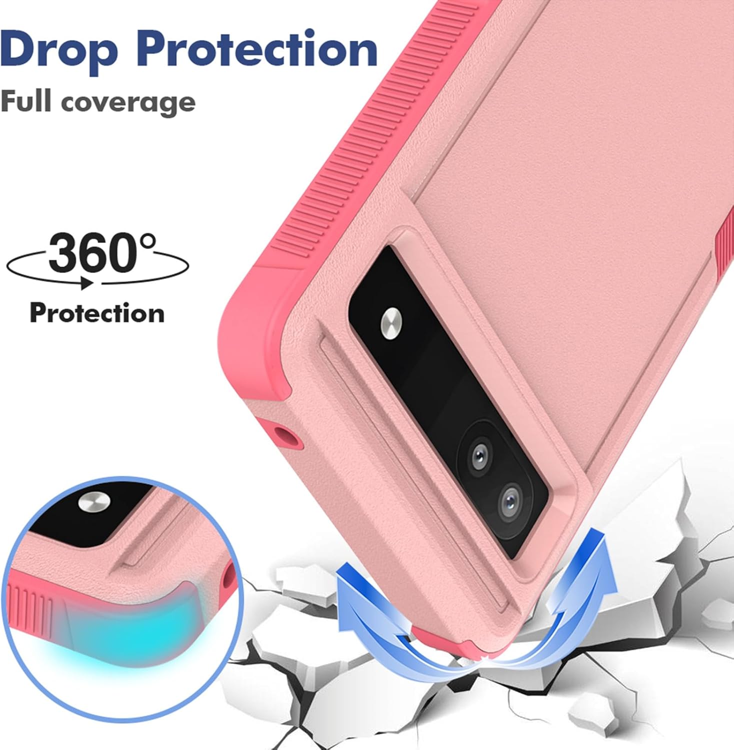 Funda para Google Pixel 6A, funda de teléfono Dual Guard Pixel 6A, carcasa rígida de silicona híbrida a prueba de golpes, funda protectora de cuerpo