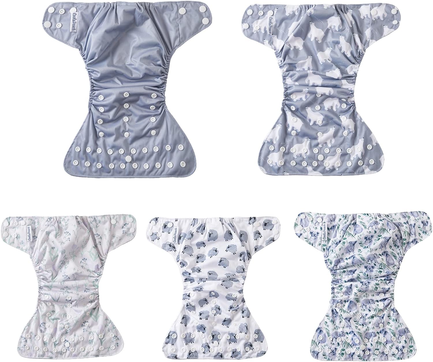 Pañales de tela lavables y reutilizables para bebés, talla única, con bolsillo ajustable, 5 unidades + 5 piezas de insertos de microfibra + una