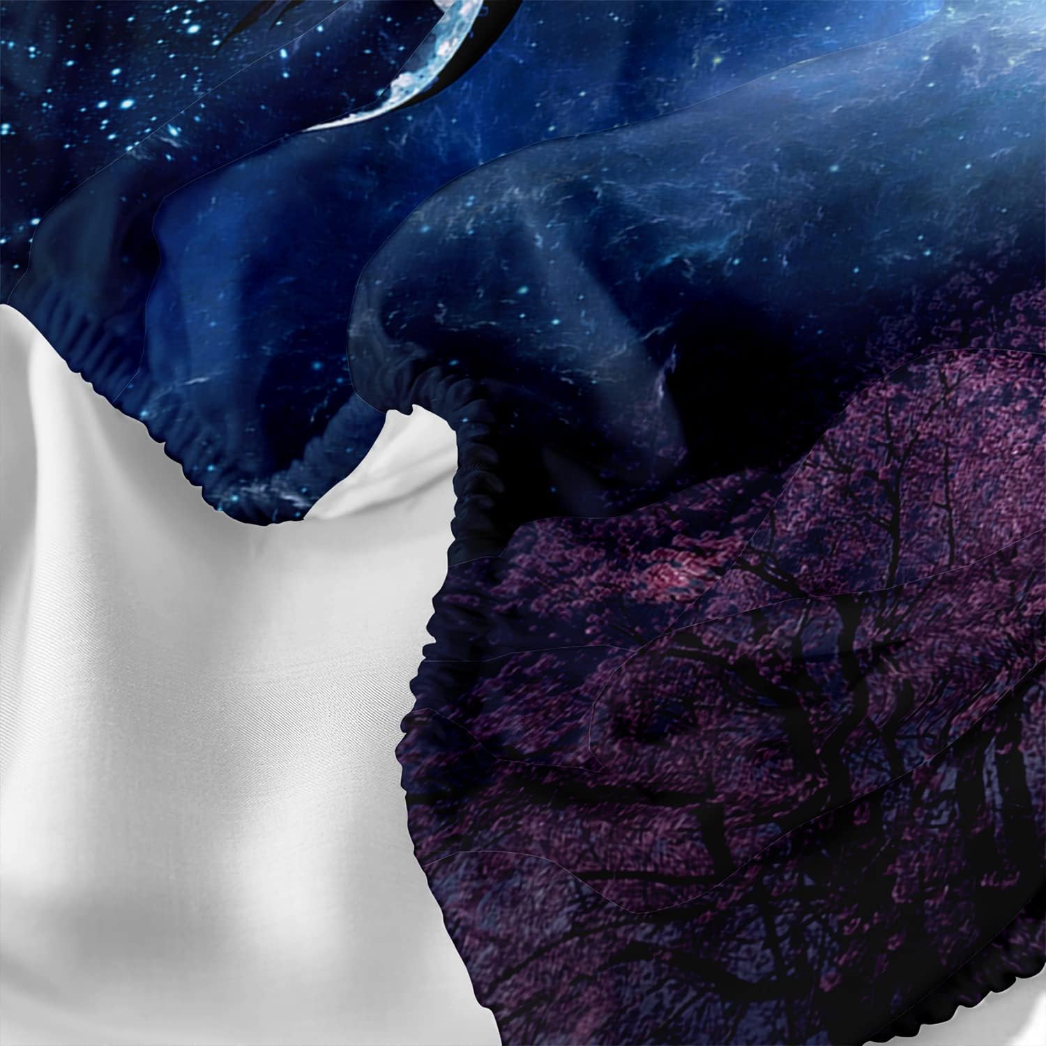 XYNHML Juego de sábanas de lobo, juego de ropa de cama con diseño de galaxia y luna nocturna y lobo aullador, juego de cama para niños y