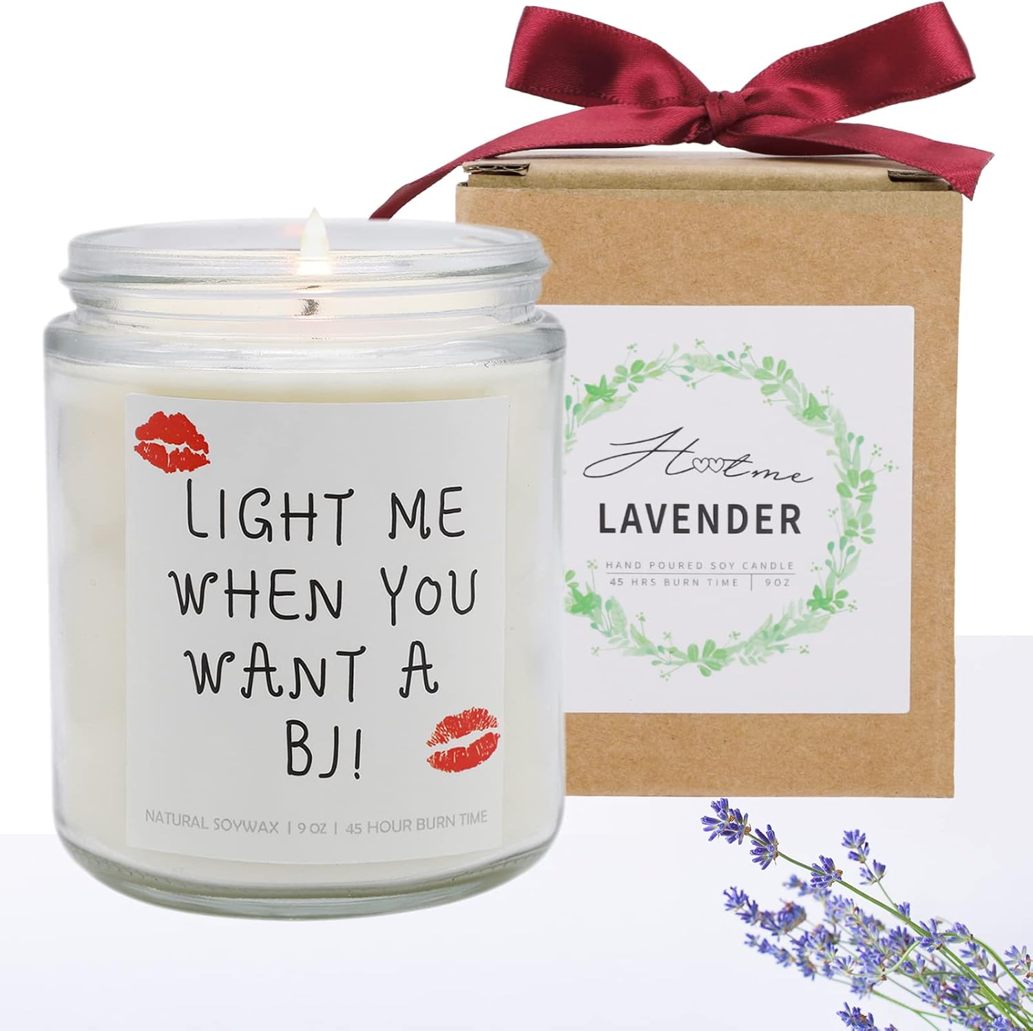 Velas de soja perfumadas de lavanda (9 onzas), regalos divertidos para novio, regalos para marido, aniversario de humor para adultos, regalos de