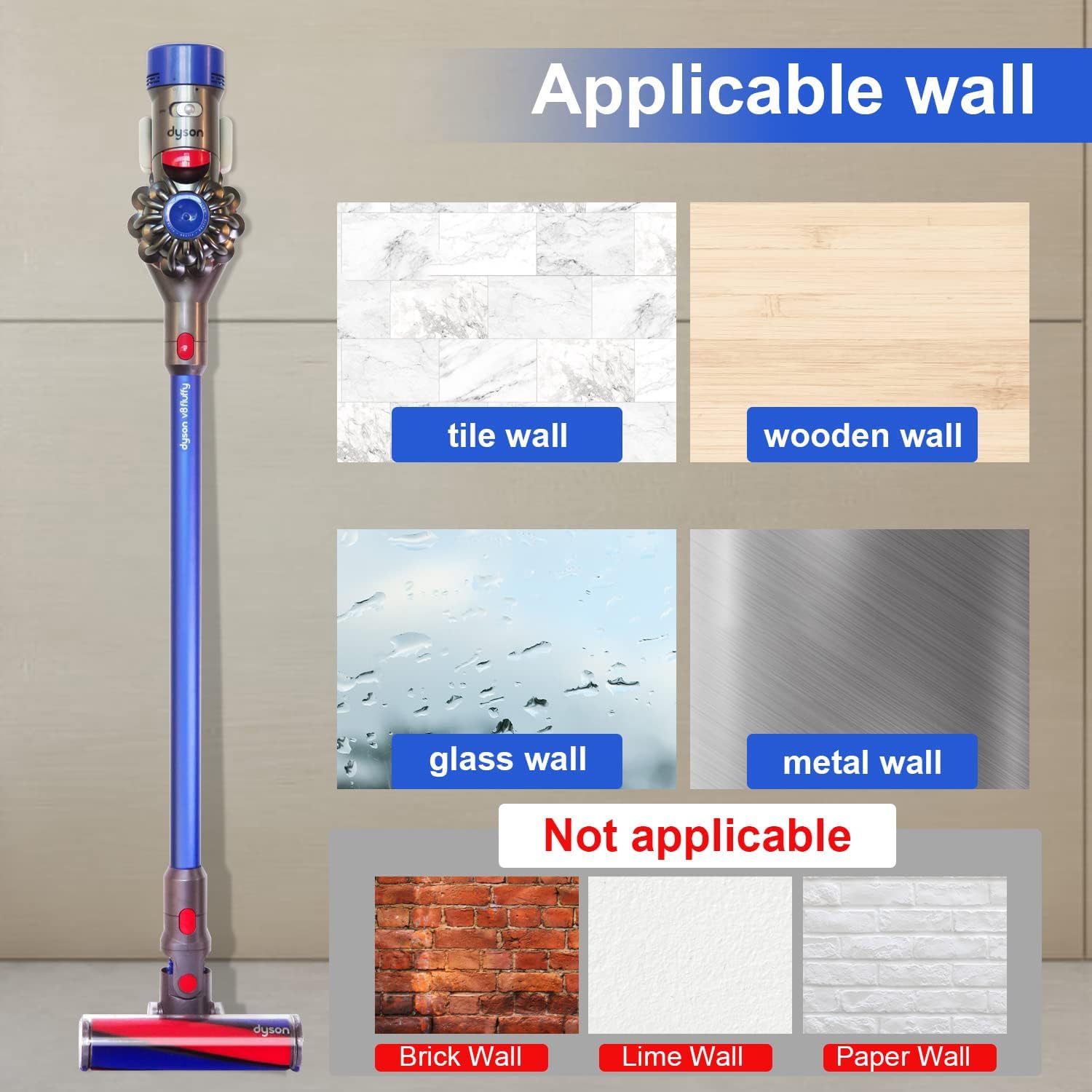 Soporte de pared para aspiradora Dyson V10, soporte de almacenamiento compatible con Dyson V10, soporte para aspiradora Dyson V10, organizador de