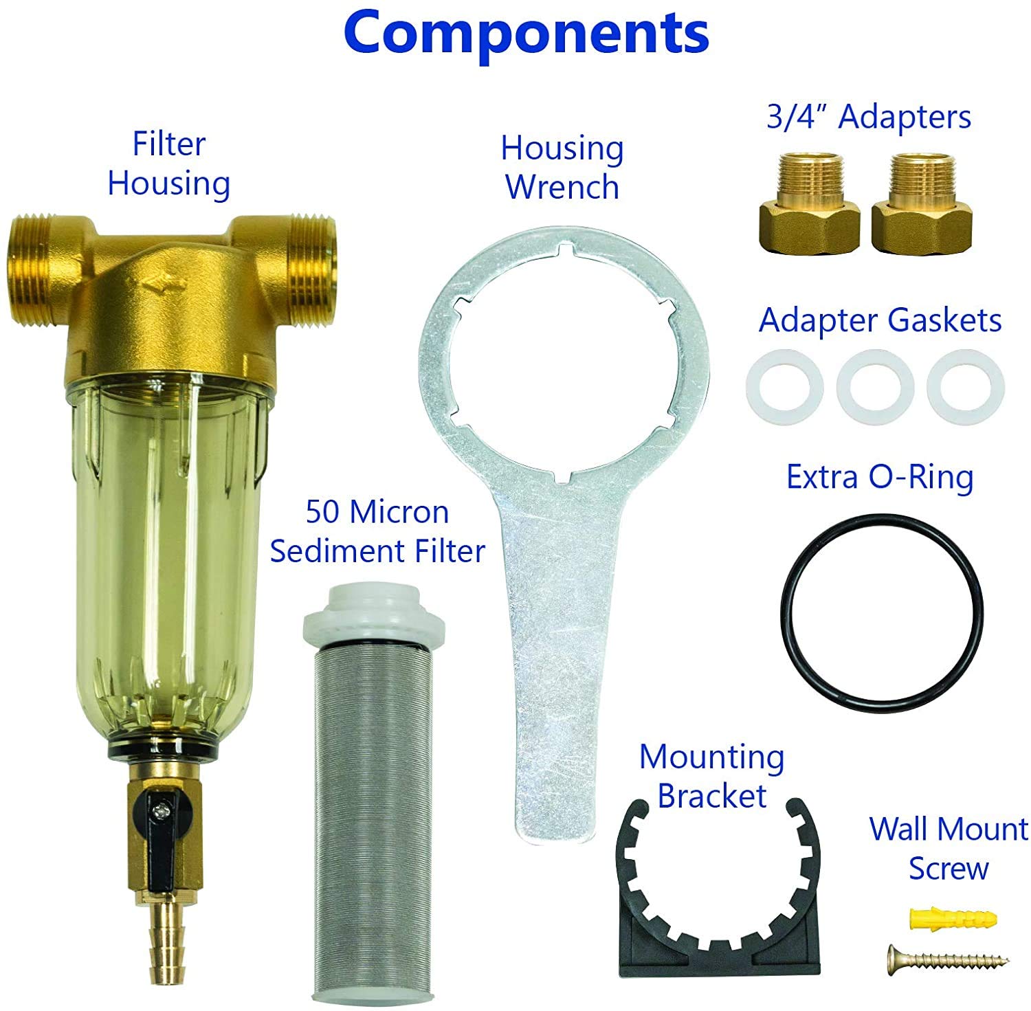 Express Water Filtro de agua para sedimentos para toda la casa, sistema de filtración de agua giratorio para el hogar, cartucho de filtro de