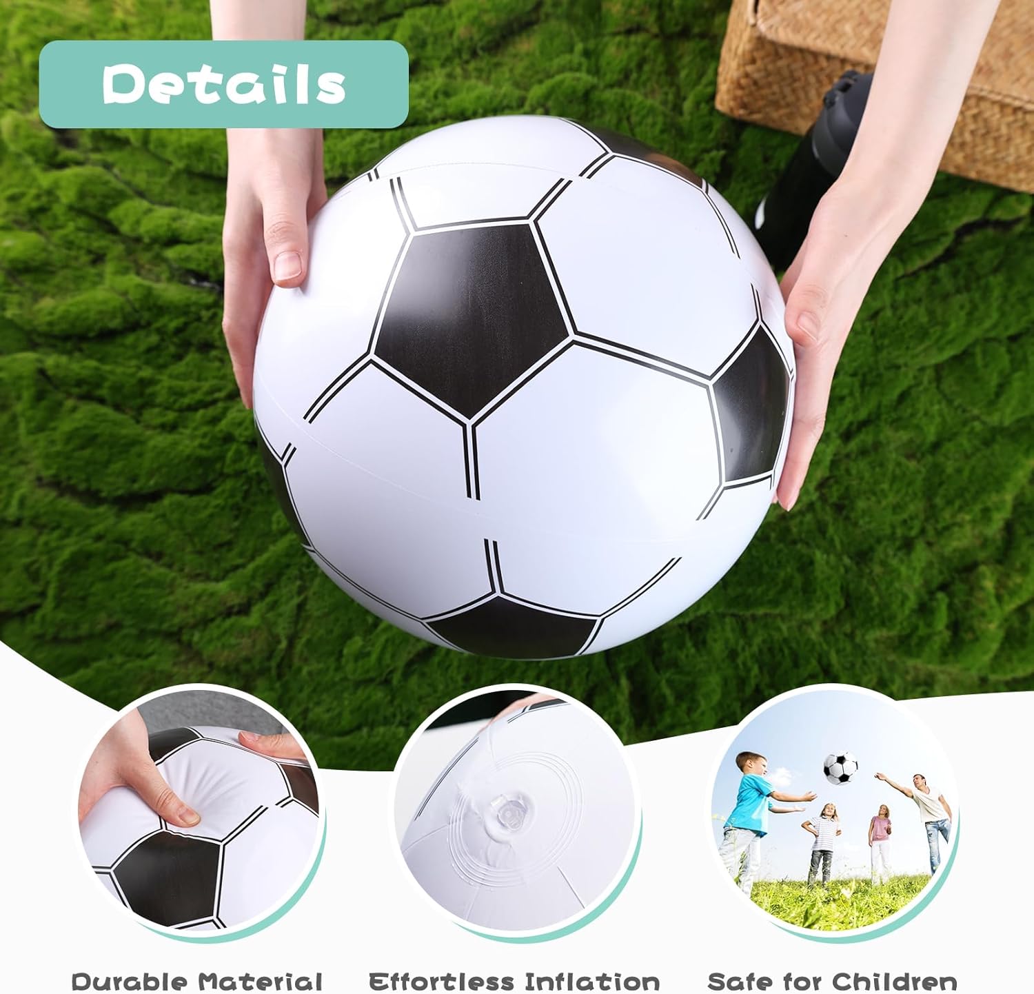 FUTUREPLUSX 8 pelotas de fútbol inflables, bolas inflables de 12 pulgadas para niños, pelotas de fútbol de playa para verano, piscina, juego de playa