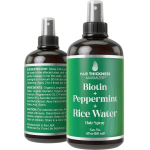 Biotina + aceite de menta + espray de agua de arroz para el crecimiento del cabello. Vegano, acondicionador sin enjuague en spray para mujeres, Biotina + aceite de menta + espray de agua de arroz para el crecimiento del cabello. Vegano, acondicionador sin enjuague en spray para mujeres,
