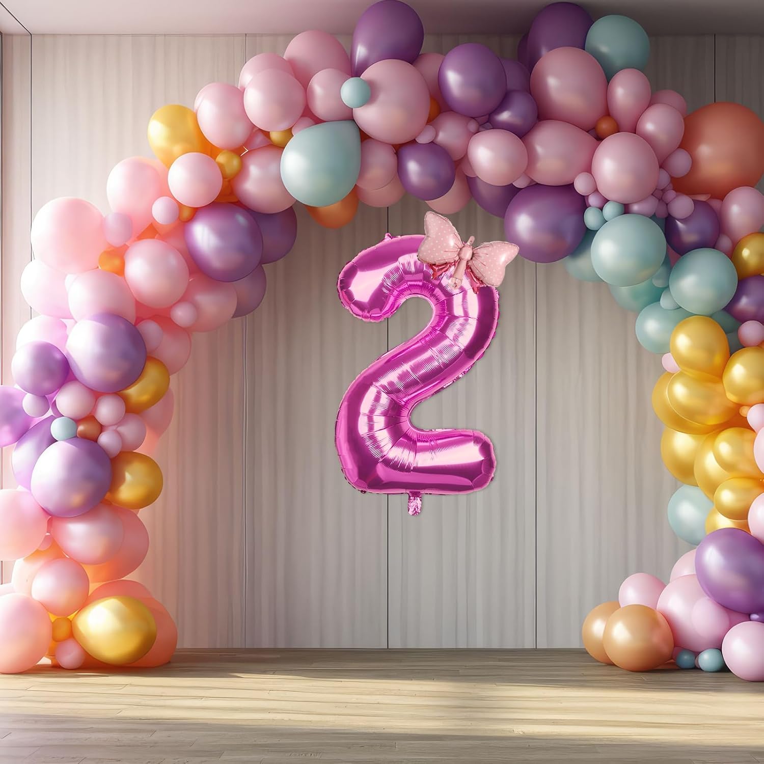 Globos de cumpleaños con números, globos de número rosa para fiesta de cumpleaños, pajarita, globos de papel de aluminio de helio para fiesta de