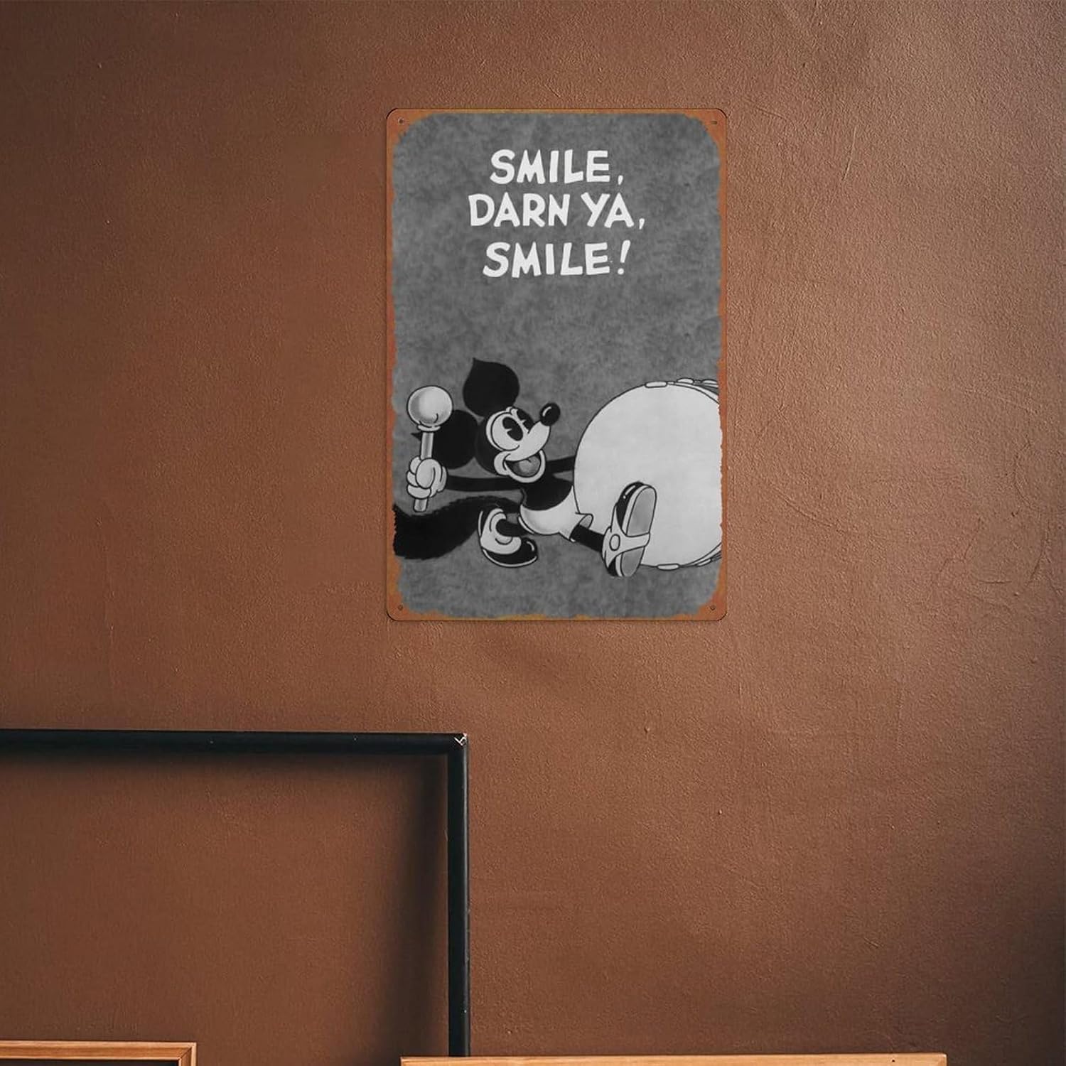 Cartel de metal Smile, Darn Ya, Smile! Letrero de lata de metal para decoración de pared, póster de película para tienda de autos antiguos, cartel