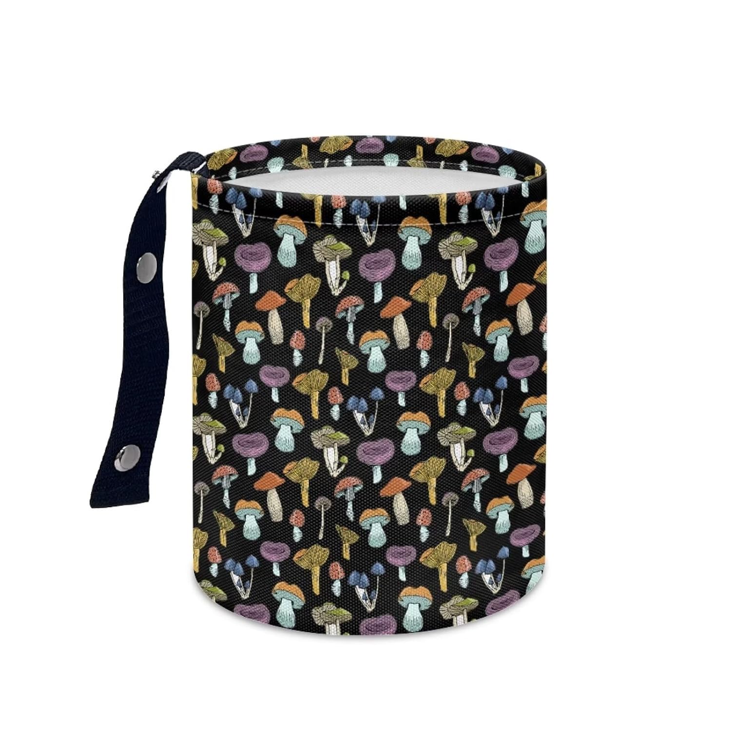 Darisoco Bolsa de basura de coche con diversos hongos, linda, portátil, plegable para asiento trasero, suelo o reposacabezas colgante, cesta de