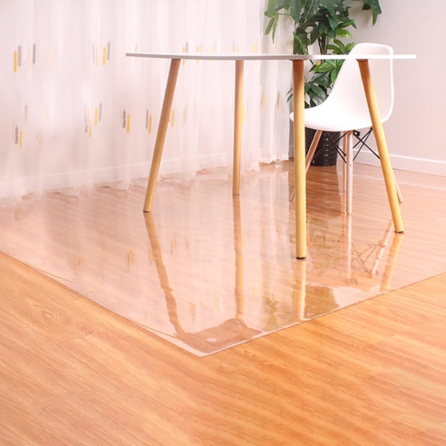Mantel de PVC transparente anti-caliente, protector de mesa rectangular impermeable, rollo de plástico de vinilo para el hogar, comedor, mesa de