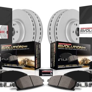 Power Stop Rotor de freno recubierto CRK2742 y pastillas de freno de cerámica – delantero y trasero Power Stop Rotor de freno recubierto CRK2742 y pastillas de freno de cerámica – delantero y trasero