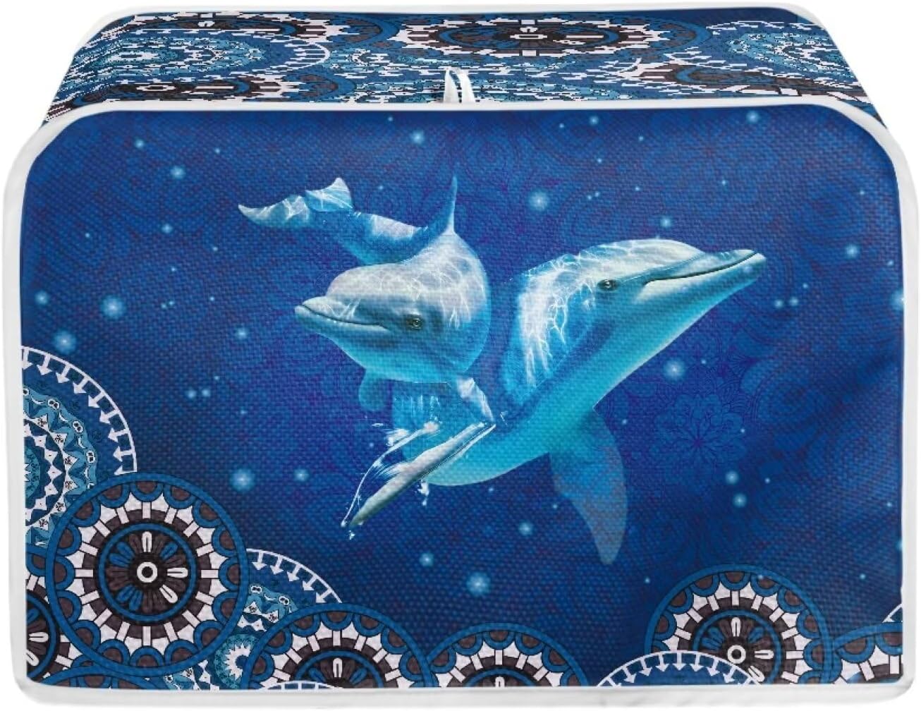 Aztec Blue Dolphins – Cubierta para tostadora de 4 rebanadas para mujer, estilo tribal polinesio, cubierta de electrodomésticos de cocina,