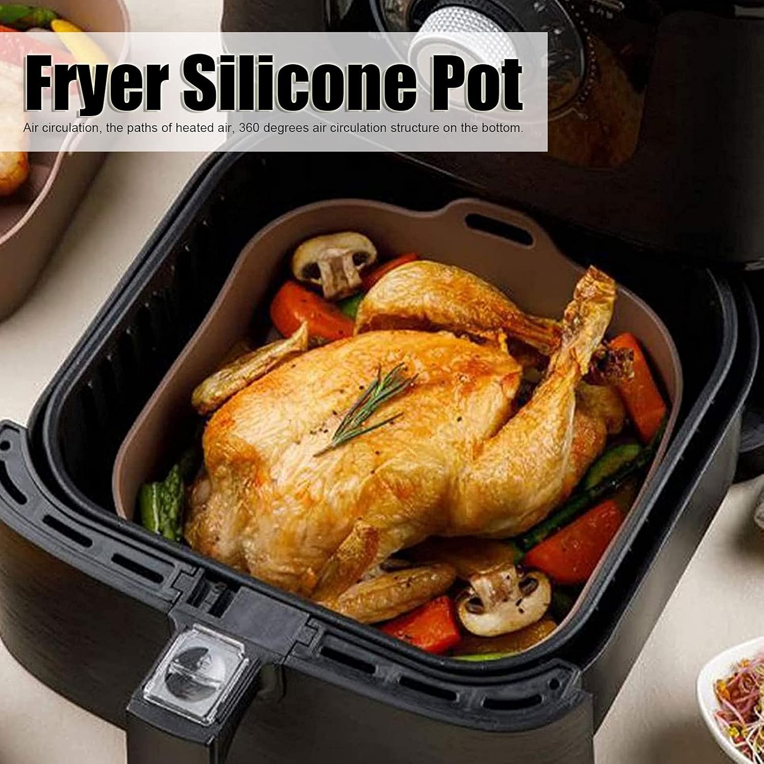 Olla de silicona para freidora de aire, accesorio para freidora eléctrica, accesorios para horno de freidora de aire de 10 pulgadas, cuenco de
