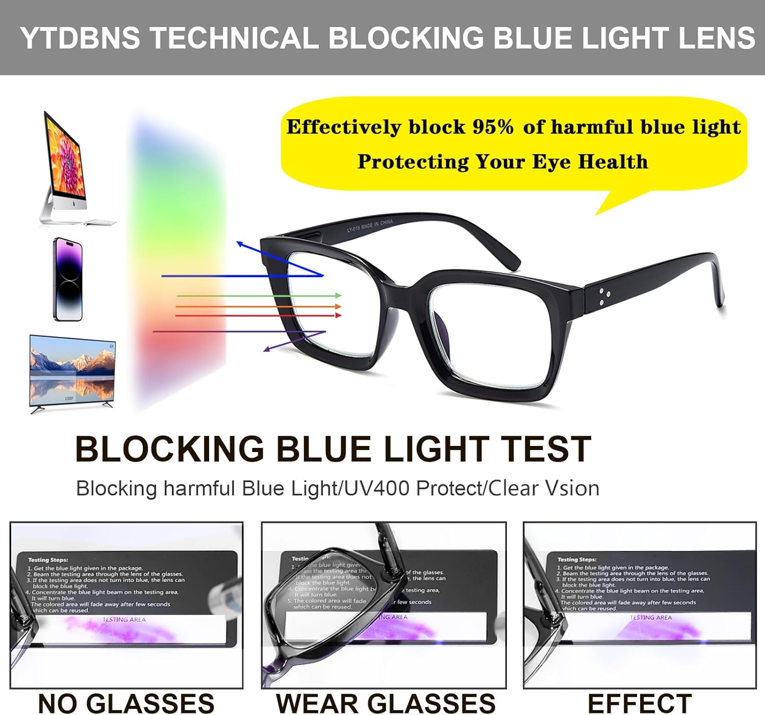 2 pares de anteojos de lectura de gran tamaño para mujeres y hombres, lentes de lectura cuadrados con bloqueo de luz azul grande para mujeres con