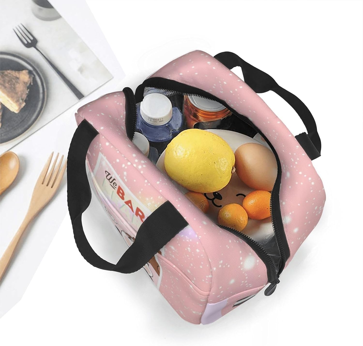 Bolsa de almuerzo de dibujos animados con bolsillo frontal impermeable bolsa de almuerzo portátil aislada lonchera para mujer hombre estilo4