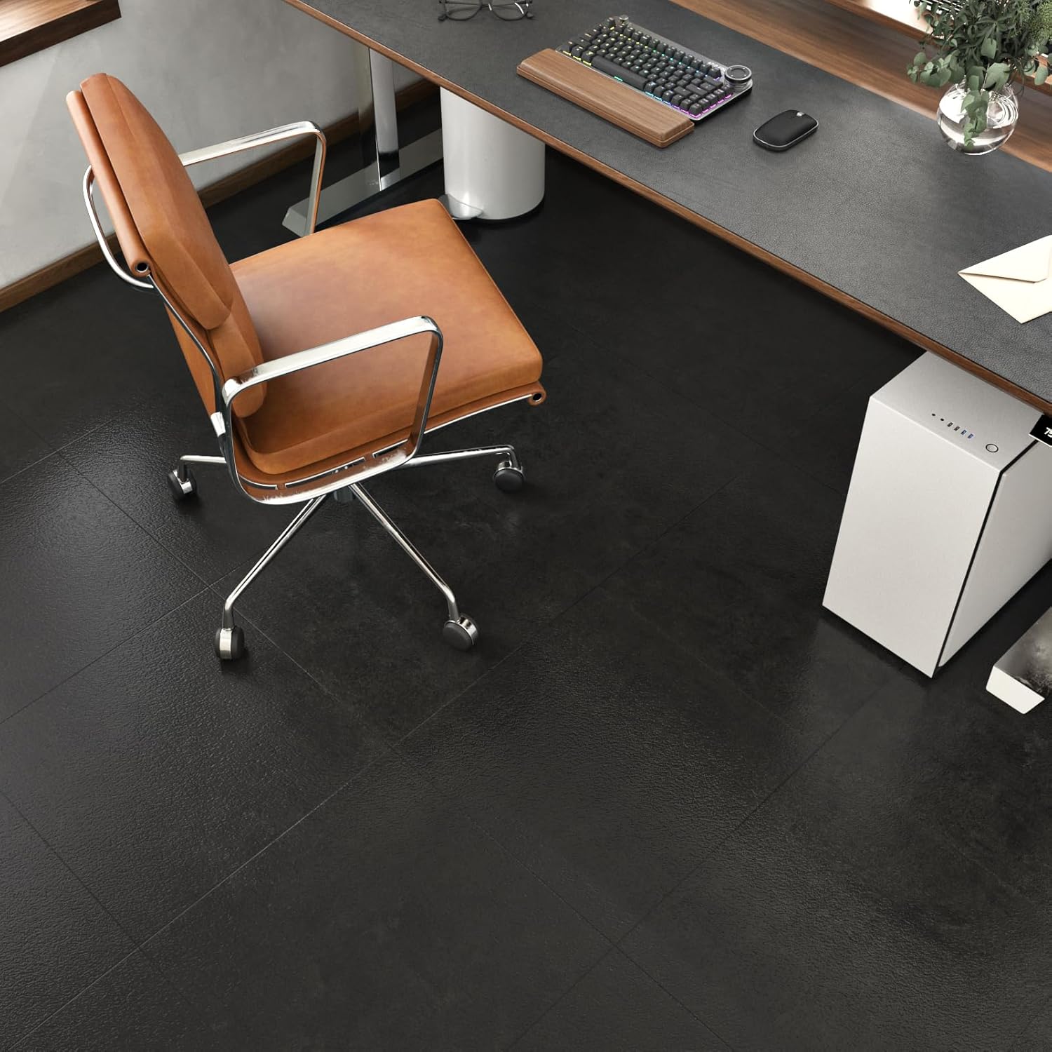 WESTICK Paquete de 20 calcomanías negras para azulejos de piso, despegar y pegar, baldosas de baño, impermeables, para suelos de azulejos, cocina,