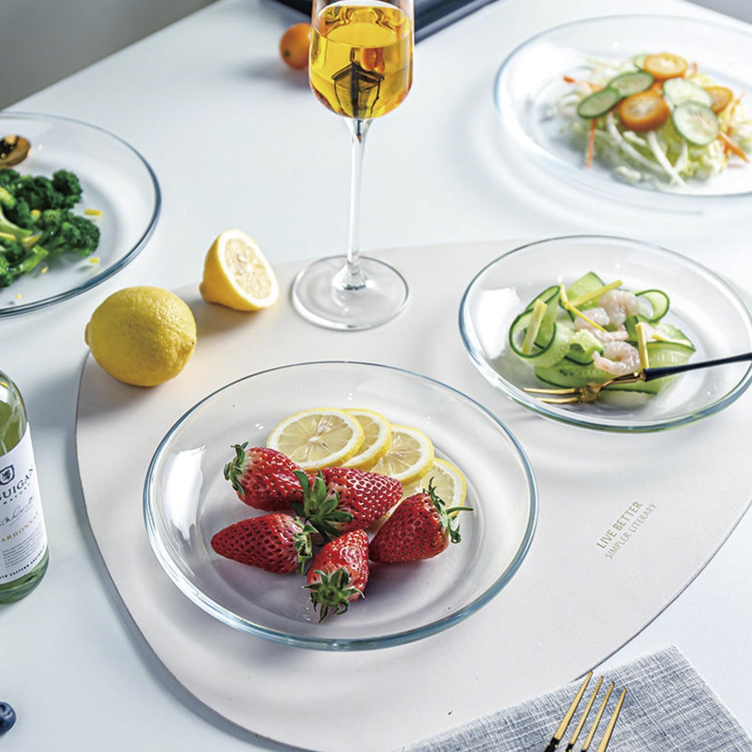 VIPHIEC Platos redondos de vidrio templado de 7 pulgadas, pequeños mini aperitivos, frutas, ensaladas y pasteles, juego de 3