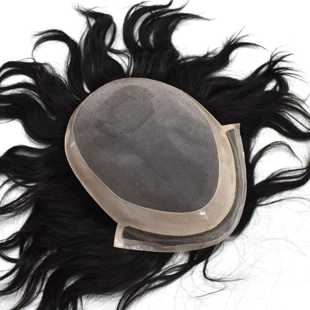 Sistema de reemplazo de piezas de cabello para hombre, cabello humano real, mono tupé fino para hombres, línea capilar natural, extensiones