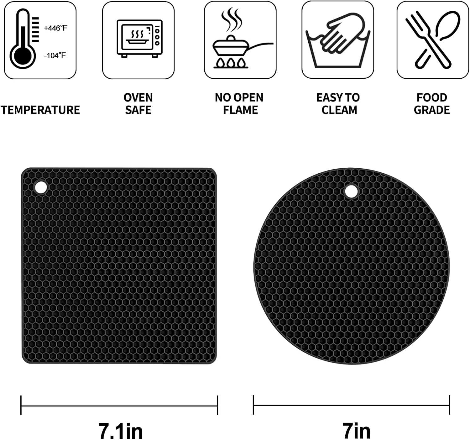 Salvamanteles de silicona para platos calientes, 4 alfombrillas resistentes al calor para encimeras, almohadillas calientes antideslizantes