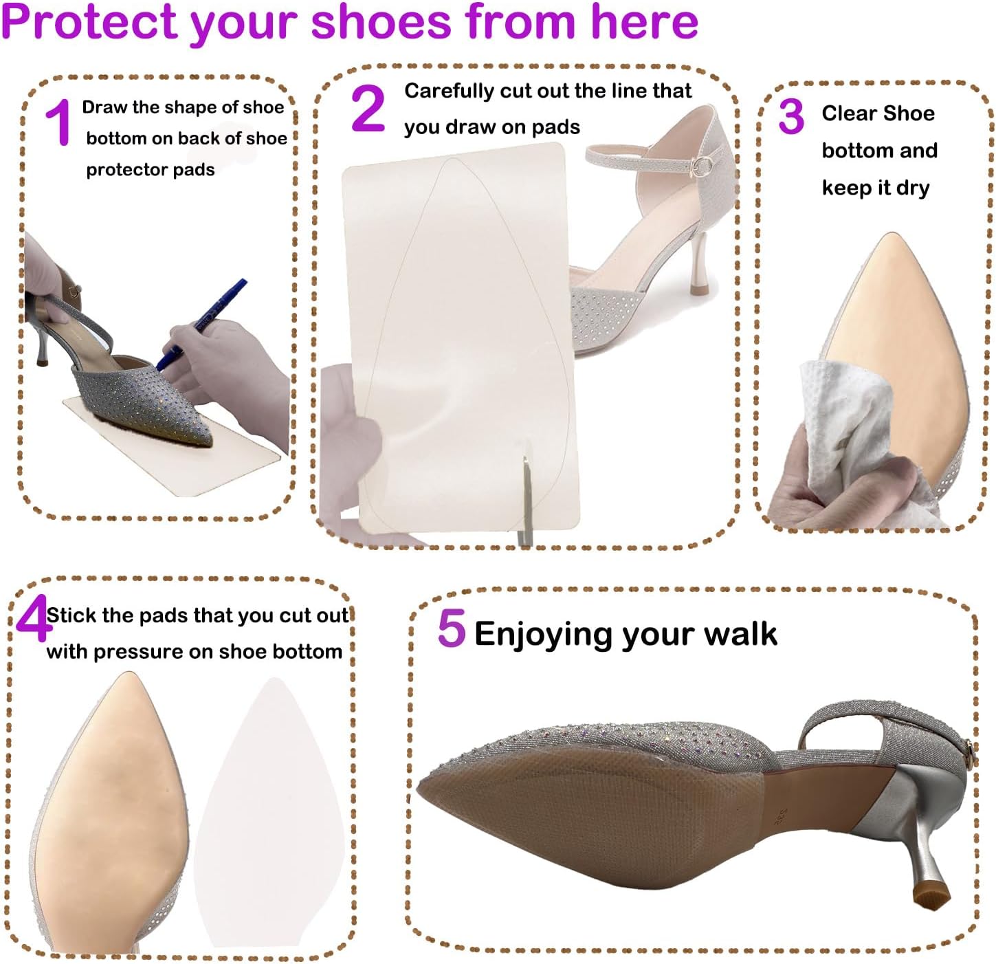 Protectores de suela de zapato, almohadillas de agarre antideslizantes para suela de zapato, protector inferior de zapatos para zapatos de tacón