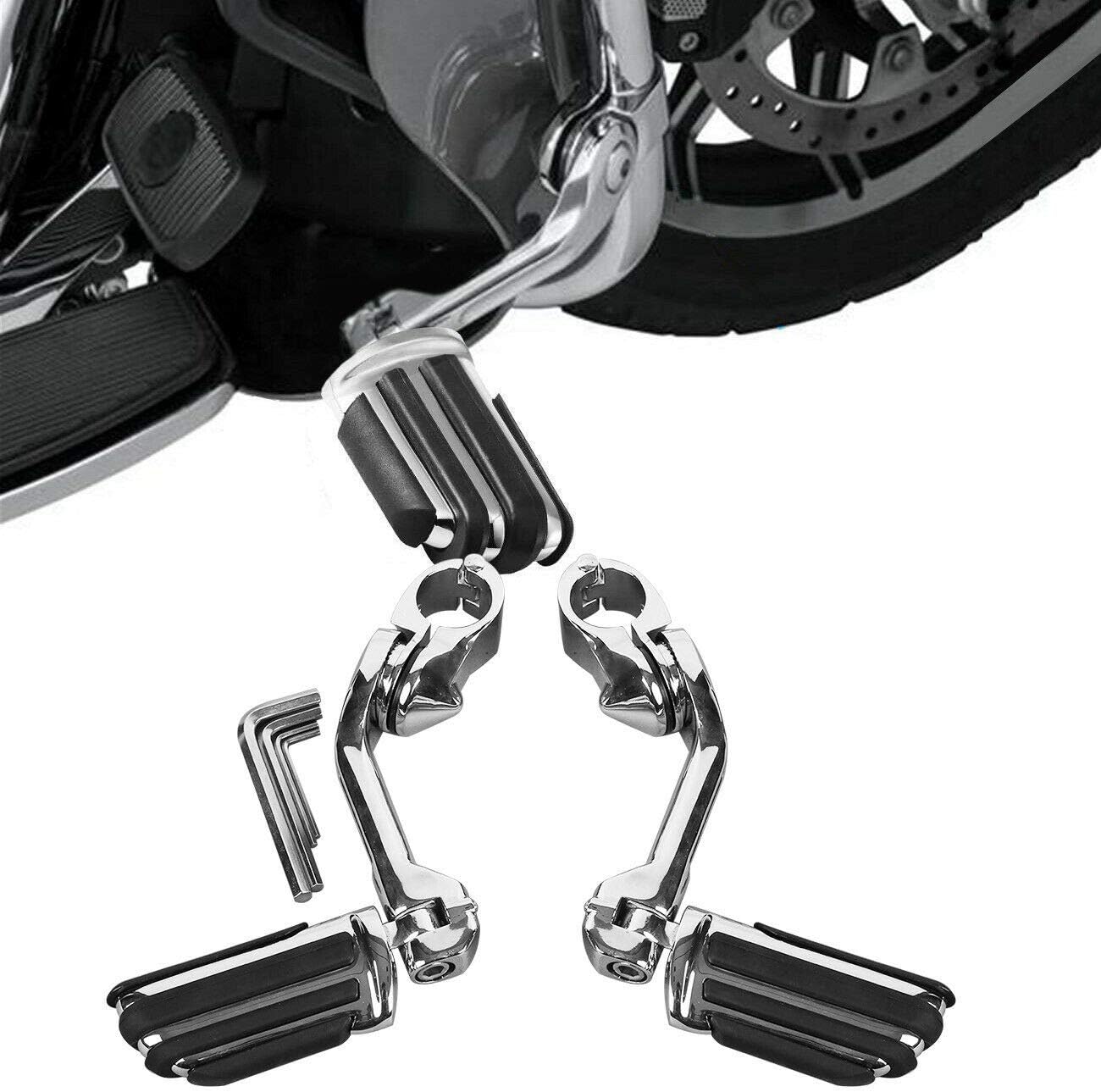 TCMT Juego de reposapiés de motocicleta en ángulo largo, para Harley Touring Road King, Street Glide, Electra Glide, Softail Sportster Dyna con