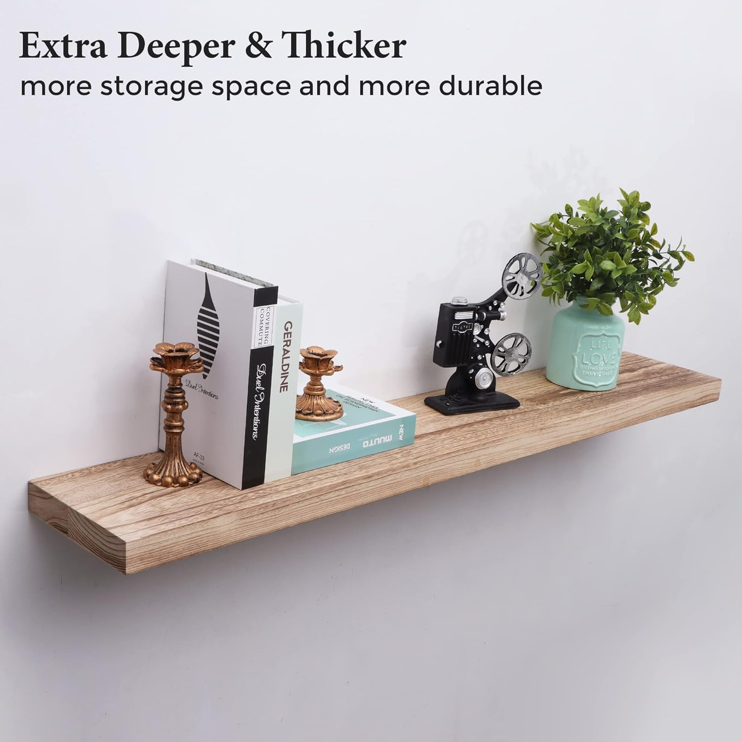 Axeman Estantes flotantes, estantes de pared de madera maciza rústica de 8 pulgadas de profundidad para almacenamiento, estantería de exhibición