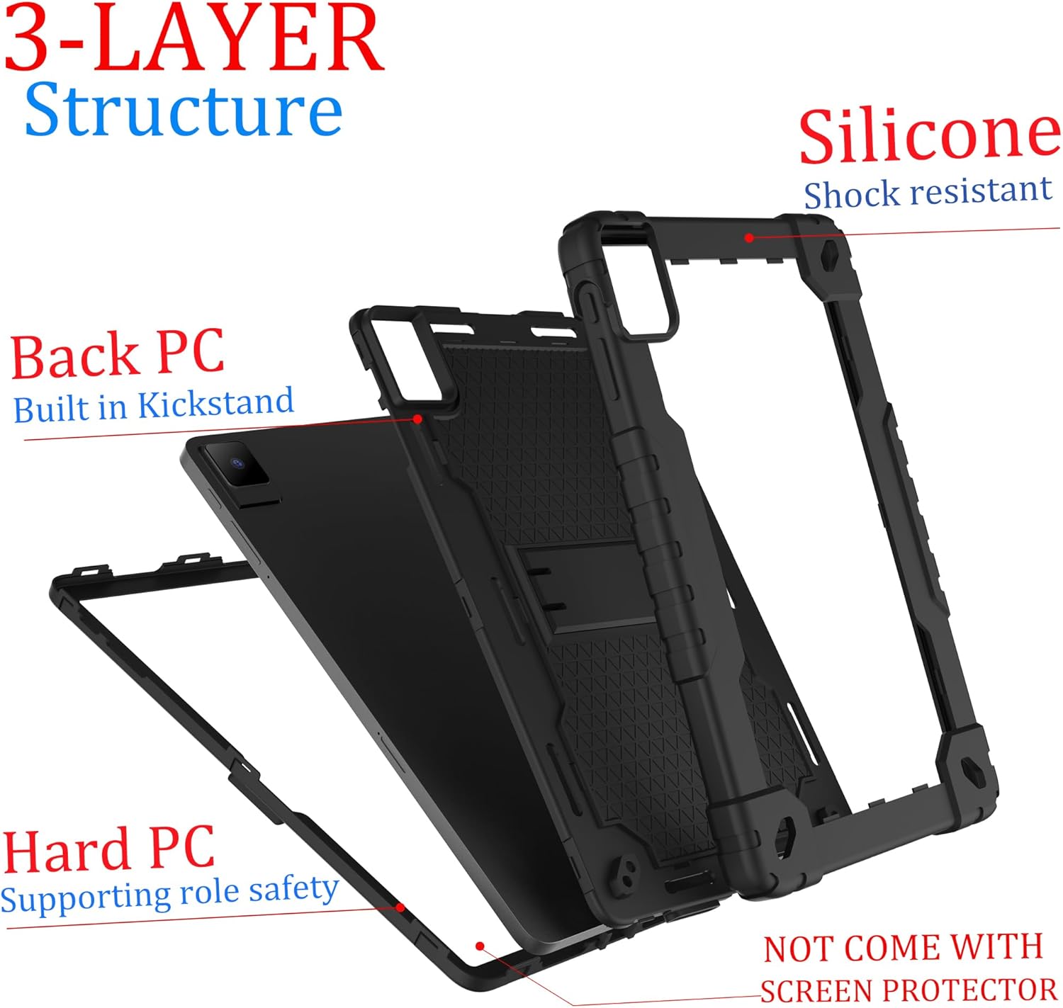 Mignova – Funda para tablet TCL Tab Pro 5G, soporte giratorio integrado, correa de hombro, correa de mano, híbrida a prueba de golpes, para niños,
