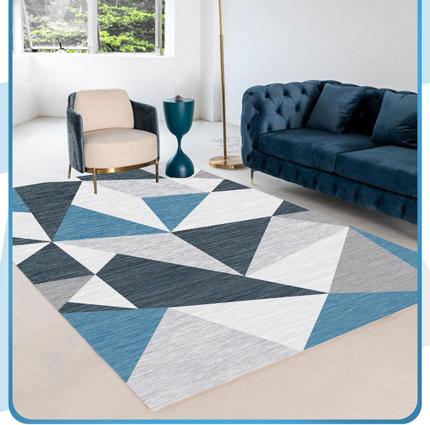 FACULX Alfombra de área de 5 x 7 pies, suave y moderna, con parte trasera de goma antideslizante, lavable a máquina para comedor, hogar, oficina,