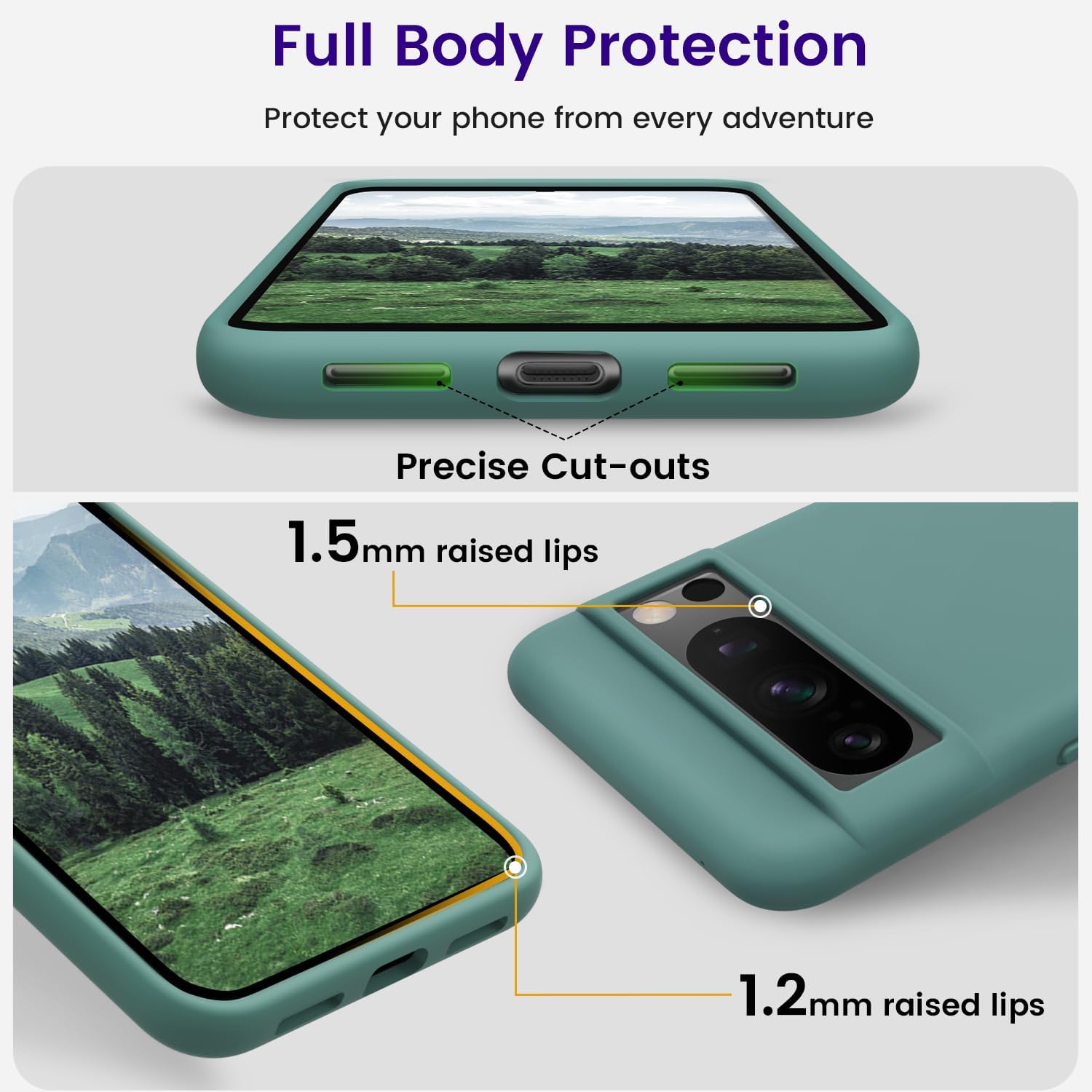 OTOFLY Funda diseñada para Pixel 8 Pro, protección contra caídas de grado militar, forro de microfibra antiarañazos, funda delgada de silicona a