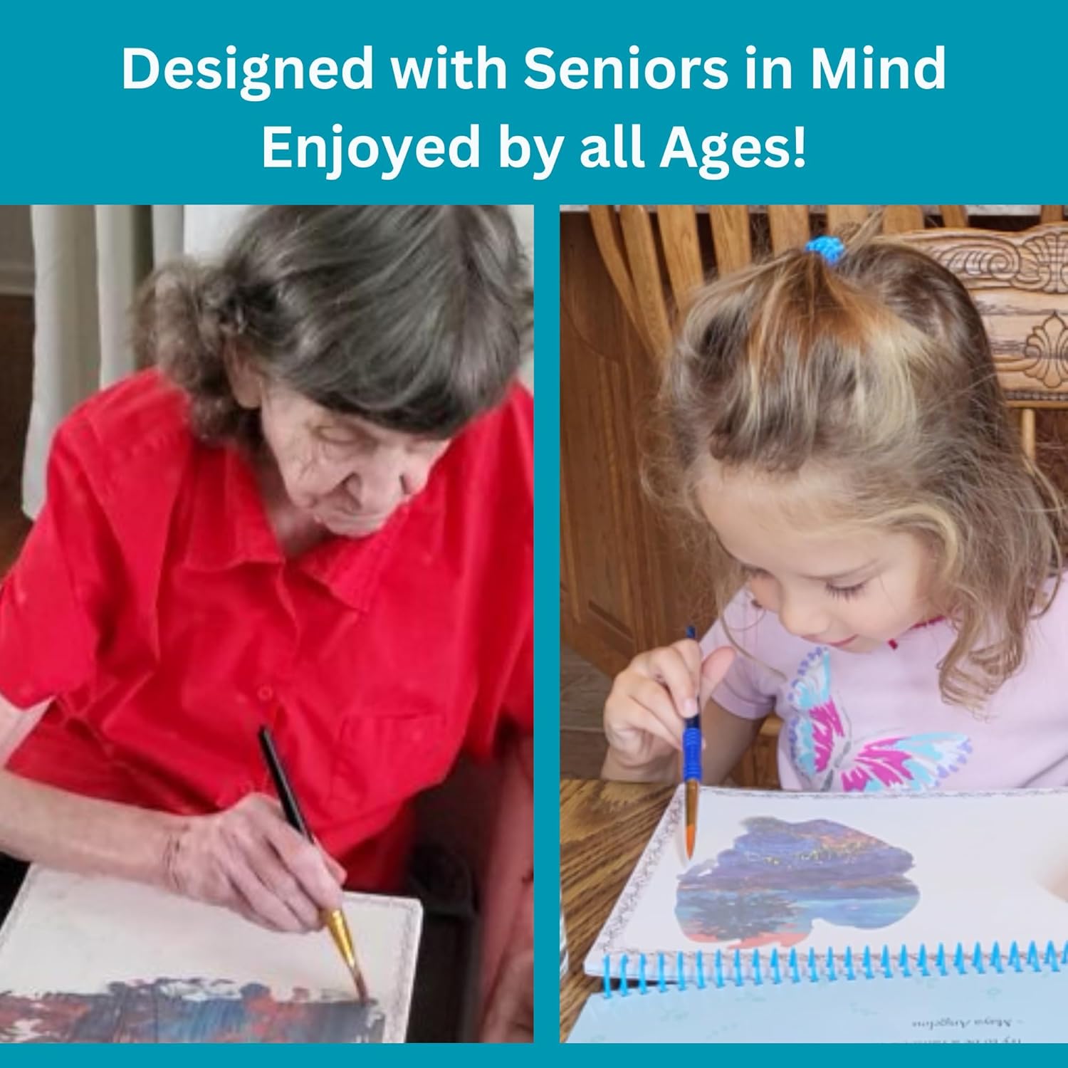 Arte acuático para ancianos, personas mayores, niños, reutilizable, sin ensuciar, organizado en espiral, solo tienes que añadir agua, edición