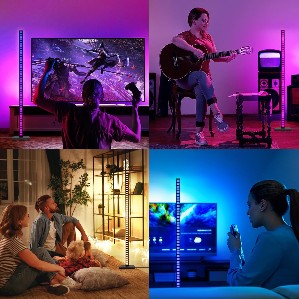 AKEPO Lámpara de pie inteligente con melodía musical RGBIC, aplicación, control remoto, control de voz, luz de recogida de ritmo regulable para sala