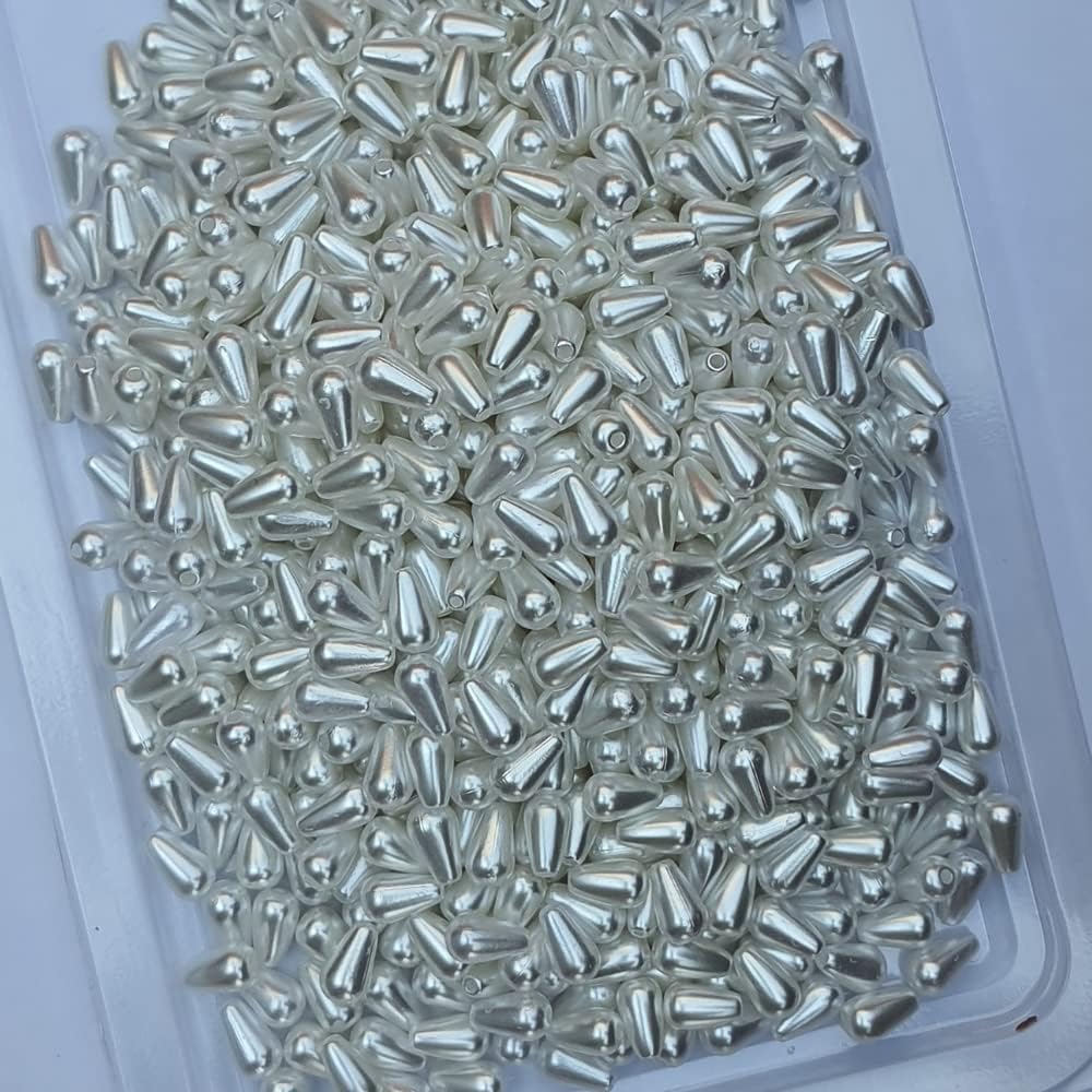 100 cuentas sueltas de lágrima de 0.236 x 0.394 pulgadas, cuentas de perlas de gota de agua para bricolaje, joyería de cuentas de imitación ABS