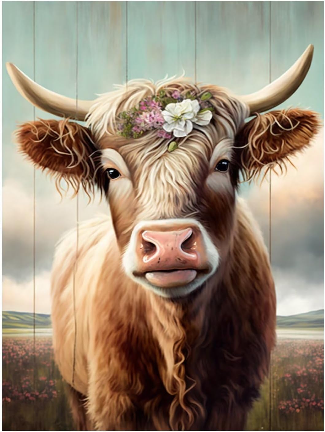 Kit de pintura de diamantes para adultos, arte de vaca de granja, pintura de piedras preciosas de diamantes para principiantes, kit de pintura de