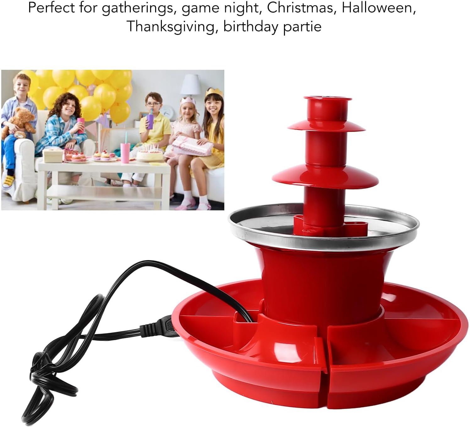Máquina de fuente de fondue de chocolate de 3 niveles, bandeja desmontable, mini fuente eléctrica de fondue de chocolate, máquina de fusión para
